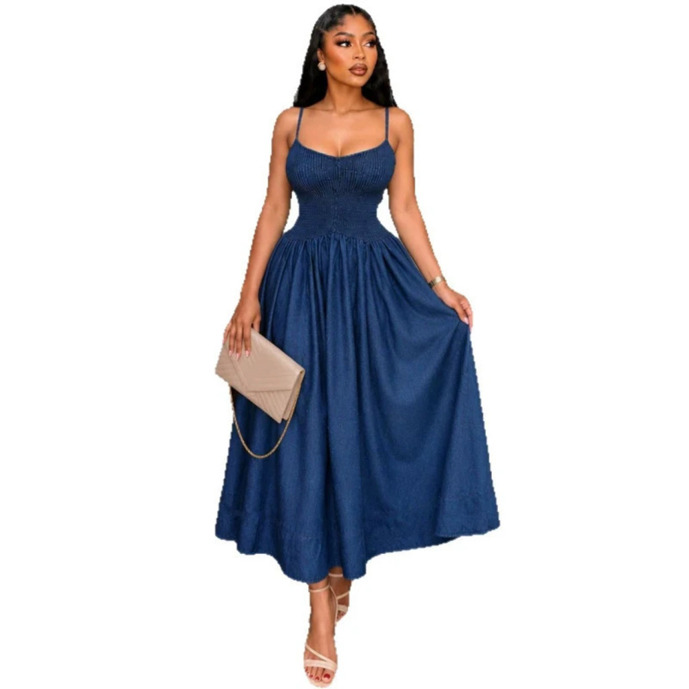 ZARA Designer African French Style Slip Dress Cinched Waist Slim Fit